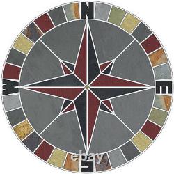 40 Tile Mosaic Medallion Natural Stone Gray & Multi Slate Mariners Compass Rose