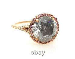 5.60ct Fancy Gray & Argyle 6PP Intense Pink Diamond Engagement Ring GIA 18K SI2