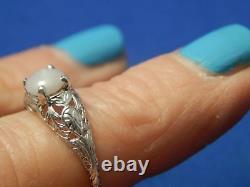 5.8mm Round Cabochon Grey Star Sapphire Filigree Sterling Silver Ring Free Sz