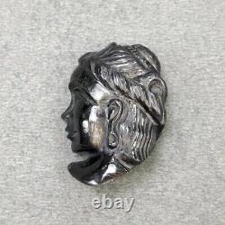 59.50cts Natural SILVER GRAY Sapphire Gemstone Carving Lady Face 2622mm