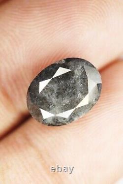 6.94 Ct Natural Loose Grey Oval Shape Salt And Pepper Diamond for Wedding Ring