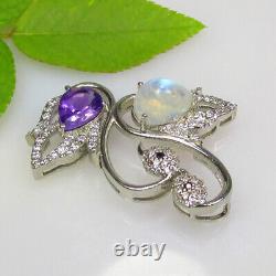 6.98 g Attractive 925 Silver Stunning Pendent With Natural Amethyst, Moonstone