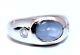 6ct Natural Gray Blue Sapphire Ring 14 Karat Cabochon Sugarloaf Cut