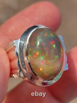 9 CT High Fire Ethopian Opal Gray Color 925 Sterling Silver Ring Size 9.75 Fedex