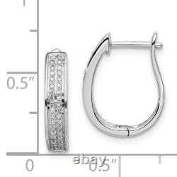 925 Sterling Silver Diamond Hinged Huggie Hoop Earrings