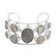 925 Sterling Silver Grey Drusy Quartz Cuff Bangle Bracelet For Women Size 6.5