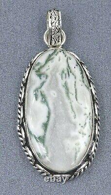 925 Sterling Silver Moss Agate Pendant