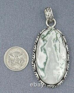 925 Sterling Silver Moss Agate Pendant