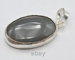 925 Sterling Silver Pendent Oval Gray Chalcedony Pendant Handcrafted Gemstone