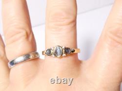 9ct Gold Cats Eye Alexandrite & White Topaz Gem Stone Ring UK sz S Very Pretty