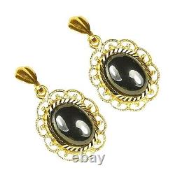 9ct Gold Filigree Hematite Drop Earrings Made in UK, Birthday Gift Boxed GS149