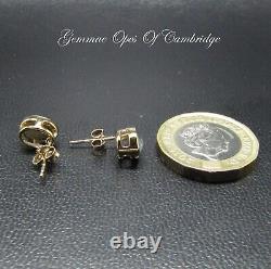 9k 9ct Gold Earrings Chrysoberyl Cats Eye Stud Oval cut Butterfly back 2.12g