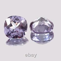 AAA Natural Ceylon Violet Spinel Loose Cushion Gemstone Cut Matched Pair 7x7 MM