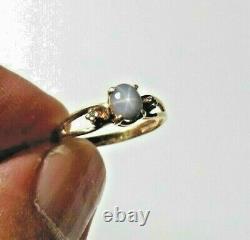 Antique 10K Solid Gold With Genuine Star Sapphire Diamond Ring
