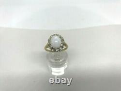 Antique 14k Yellow And White Gold Grey Blue Star Sapphire & Diamonds