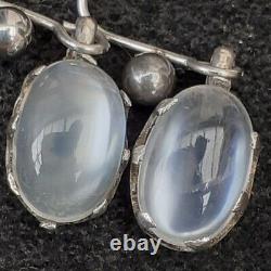 Antique MOONSTONE Drop Earrings in Sterling Silver