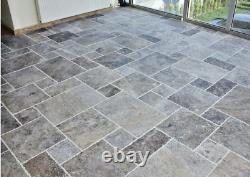 Antique Silver Grey Quartzite Tiles Opus Pattern Interior Floor Paving 20.8 m2