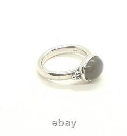Authentic Pandora Silver Large Cabochon Grey Oval Moonstone Ring 925 ALE Size 56