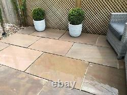 Autumn Brown 600x900 Indian Sandstone Natural paving patio slabs CALIBRATED