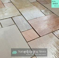 Autumn Brown Mixed sizes Indian Sandstone Natural paving patio slabs CALIBRATED