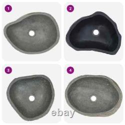 Basin Natural River Stone Oval Washroom Cloakroom Wash Sink Multi Sizes vidaXL