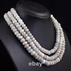 Beautiful 1051 Cts Natural Grey Moonstone Round Shape Beaded Necklace SK 13 E515