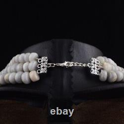 Beautiful 1051 Cts Natural Grey Moonstone Round Shape Beaded Necklace SK 13 E515