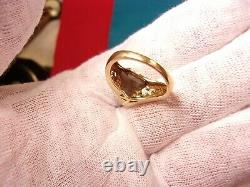 Beautiful 10k Yellow Gold & Gray-ish Trillion Cut Smoky Quartz Gemstone Ring