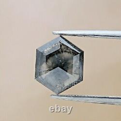 Big natural fancy diamond 3.02ct galaxy gray sparkling hexagon rose cut for gift