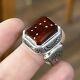 Blood Red Aqeeq Ring Sterling Silver Natural Mens Agate Ring Big Yemeni Aqeeq