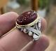 Blood Red Aqeeq Ring Sterling Silver Natural Mens Agate Ring Yemeni Aqeeq