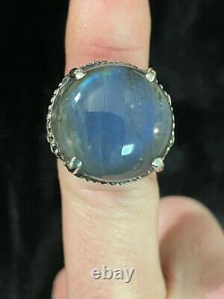 Bloodmilk Dark Blue/Eldritch Grey Labradorite Phantom Globe Ring Size 7.75