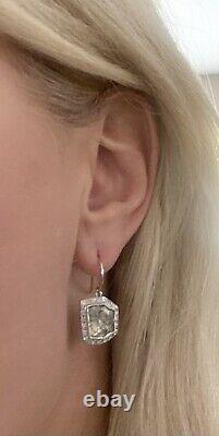 Brooke Gregson 18k White Gold diamond slice and round diamonds drop earrings