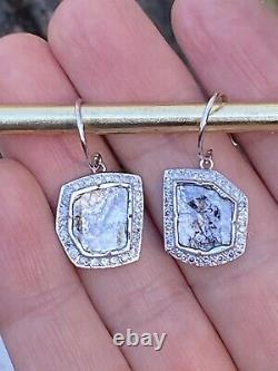 Brooke Gregson 18k White Gold diamond slice and round diamonds drop earrings