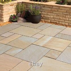 Buff Indian Sandstone Handcut Mix Size Riven Outdoor Paving Slab 22mm Calibrated