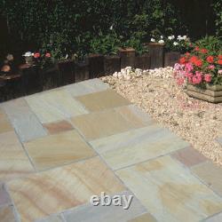 Buff Indian Sandstone Handcut Mix Size Riven Outdoor Paving Slab 22mm Calibrated