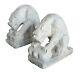 Carved Grey/white Stone Tiger Temple Guardians Garden Art, Natural Marble
