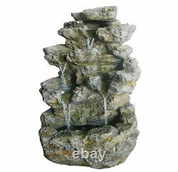 Charles Bentley Large Stone Effect Outdoor Water Feature Fountain White LEDs