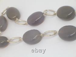 Choker Silver 925 With Agate Grey Natural Necklace Semi-Precious