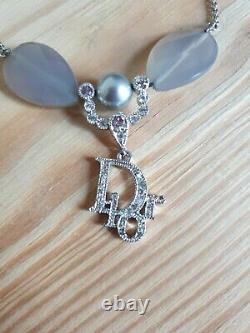 Christian Dior Logo Charms Bracelets Chalcedony Stone/ Swarovski Crystal