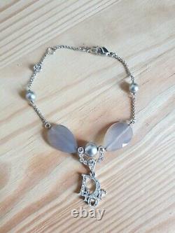 Christian Dior Logo Charms Bracelets Chalcedony Stone/ Swarovski Crystal