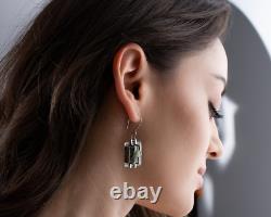 Chrysocolla Silver Earrings, Handmade Natural Stone 925 Silver Earring