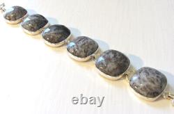 Chunky Sterling Silver Bracelet With Large Dendritic Agate Stones