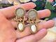 Citrine And Ruby With Stone Cameo Dangle Earrings In14k Yellow Gold Hm603i