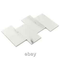 Classic 3X6 Natural White and Gray Marble Subway Tile MTO0661