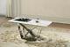 Coffee Table Natural Stone With Marble Effect White Top Grey Stainless Steel