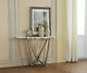 Console Table Natural Stone With Marble Effect White Top Grey Stainless Steel