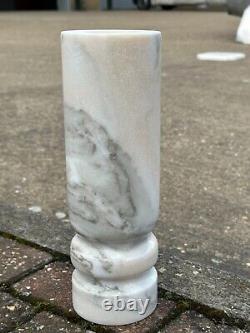 Cylindrical Natural Pure Marble Vase White Grey 30 cm Home Decor Stone
