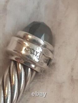 David Yurman 5mm Cable Classic Hematite and Diamonds Cable Cuff Bracelet sz M-S