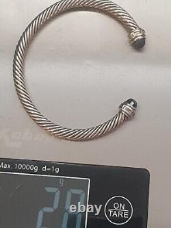 David Yurman 5mm Cable Classic Hematite and Diamonds Cable Cuff Bracelet sz M-S